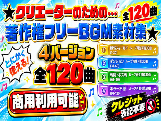 【商用利用OK】〜クリエーターのためのBGM素材集〜 120曲